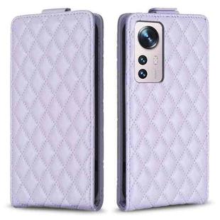 For Xiaomi 12 Diamond Lattice Vertical Flip Leather Phone Case(Purple)
