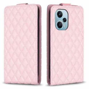 For Redmi Note 12 Turbo Diamond Lattice Vertical Flip Leather Phone Case(Pink)