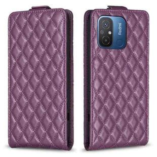 For Xiaomi Poco C55 / Redmi 12C Diamond Lattice Vertical Flip Leather Phone Case(Dark Purple)