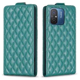 For Xiaomi Poco C55 / Redmi 12C Diamond Lattice Vertical Flip Leather Phone Case(Green)