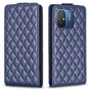 For Xiaomi Poco C55 / Redmi 12C Diamond Lattice Vertical Flip Leather Phone Case(Blue)