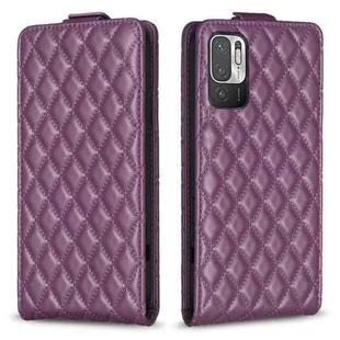 For Redmi Note 10 5G /Note 10T 5G Diamond Lattice Vertical Flip Leather Phone Case(Dark Purple)