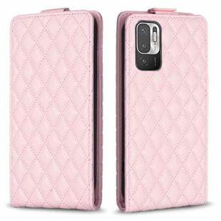 For Redmi Note 10 5G /Note 10T 5G Diamond Lattice Vertical Flip Leather Phone Case(Pink)