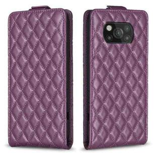 For Xiaomi Poco X3 / X3 NFC Diamond Lattice Vertical Flip Leather Phone Case(Dark Purple)