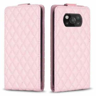 For Xiaomi Poco X3 / X3 NFC Diamond Lattice Vertical Flip Leather Phone Case(Pink)