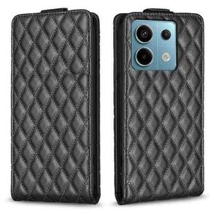 For Xiaomi Poco M6 Pro 4G Diamond Lattice Vertical Flip Leather Phone Case(Black)