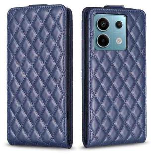 For Xiaomi Poco M6 Pro 4G Diamond Lattice Vertical Flip Leather Phone Case(Blue)