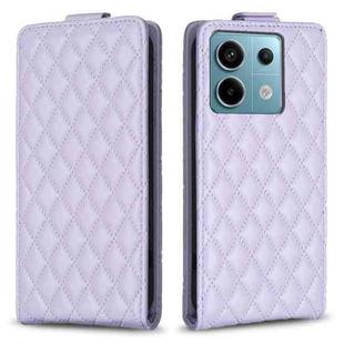 For Xiaomi Poco M6 Pro 4G Diamond Lattice Vertical Flip Leather Phone Case(Purple)