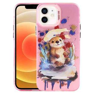 For iPhone 12 Animal Pattern PC Phone Case(Otter)