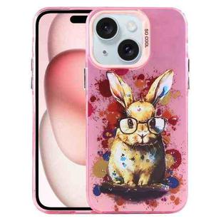 For iPhone 15 Animal Pattern PC Phone Case(Rabbit)