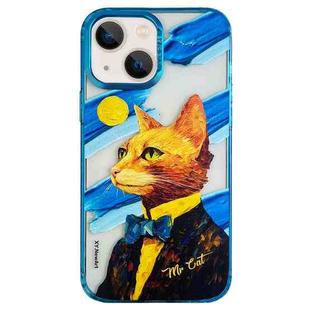 For iPhone 14 Oil Painting Pattern PC Phone Case(Mr Cat)
