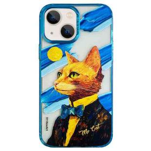For iPhone 13 Oil Painting Pattern PC Phone Case(Mr Cat)