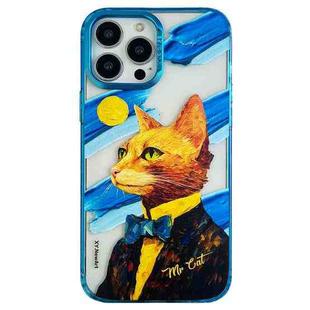 For iPhone 12 Pro Max Oil Painting Pattern PC Phone Case(Mr Cat)