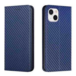For iPhone 15 Carbon Fiber Texture Flip Holder Leather Phone Case(Blue)