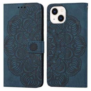 For iPhone 15 Plus Mandala Embossed Flip Leather Phone Case(Blue)