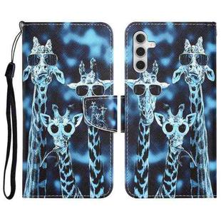 For Samsung Galaxy S23 FE 5G Colored Drawing Leather Phone Case(Giraffes)