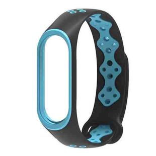 For Xiaomi Mi Band 3 / 4 Mijobs Sporty Fashion Two-color Silicone Watch Band(Black Blue)