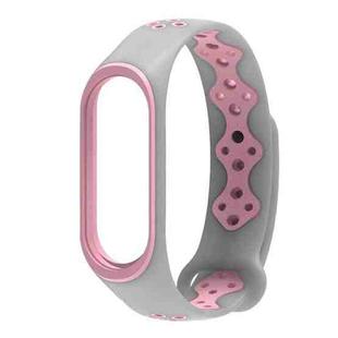For Xiaomi Mi Band 3 / 4 Mijobs Sporty Fashion Two-color Silicone Watch Band(Gray Pink)