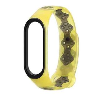 For Xiaomi Mi Band 3 / 4 Mijobs Sporty Fashion Two-color Silicone Watch Band(Transparent Yellow)