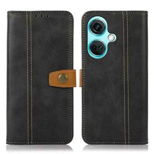 For OnePlus Nord CE3 5G Stitching Thread Calf Texture Leather Phone Case(Black)