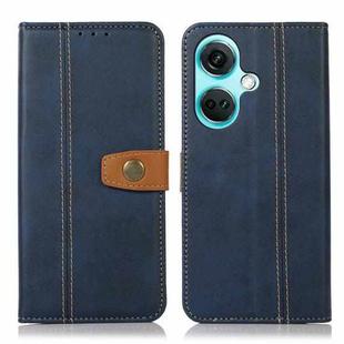 For OnePlus Nord CE3 5G Stitching Thread Calf Texture Leather Phone Case(Blue)