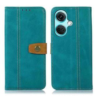 For OnePlus Nord CE3 5G Stitching Thread Calf Texture Leather Phone Case(Green)