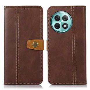 For OnePlus Ace 2 Pro Stitching Thread Calf Texture Leather Phone Case(Brown)