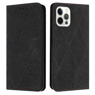 For iPhone 16 Pro Ethnic Embossed Adsorption Leather Phone Case(Black)