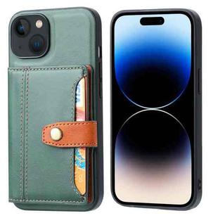 For iPhone 15 Plus Calfskin Card Slot TPU + PU Phone Case(Green)