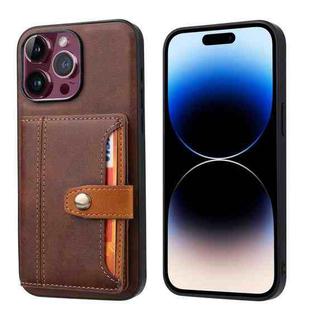 For iPhone 15 Pro Max Calfskin Card Slot TPU + PU Phone Case(Brown)