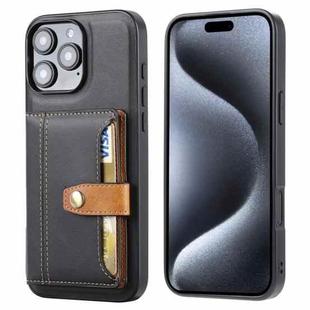 For iPhone 16 Pro Max Calfskin Card Slot TPU Hybrid PU Phone Case(Black)