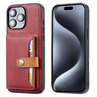 For iPhone 16 Pro Calfskin Card Slot TPU Hybrid PU Phone Case(Red)