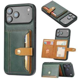 For iPhone 17 Pro Calfskin Card Slot TPU Hybrid PU Phone Case(Green)