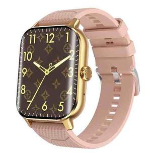 F12 2.02 inch Curved Screen Smart Watch Supports Voice Call/Blood Sugar Detection(Gold + Pink)