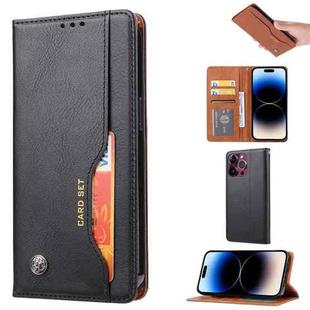 For iPhone 15 Pro Knead Skin Texture Flip Leather Phone Case(Black)