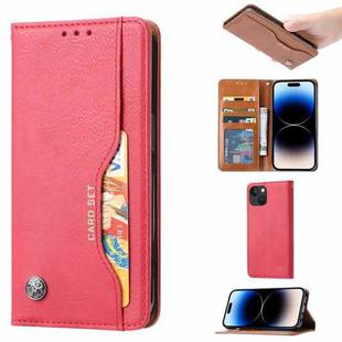 For iPhone 15 Plus Knead Skin Texture Horizontal Flip Leather Phone Case(Red)