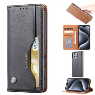 For iPhone 16 Pro Max Knead Skin Texture Flip Leather Phone Case(Black)