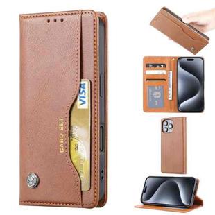 For iPhone 16 Pro Knead Skin Texture Flip Leather Phone Case(Brown)