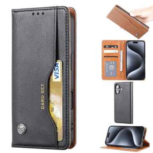 For iPhone 16 Plus Knead Skin Texture Flip Leather Phone Case(Black)