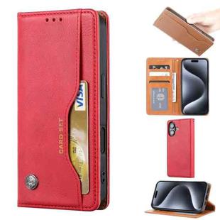 For iPhone 16 Plus Knead Skin Texture Flip Leather Phone Case(Red)