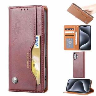 For iPhone 16 Plus Knead Skin Texture Flip Leather Phone Case(Wine Red)