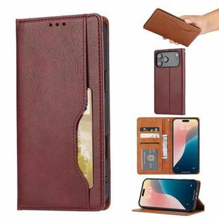 For iPhone 17 Pro Knead Skin Texture Flip Leather Phone Case(Wine Red)