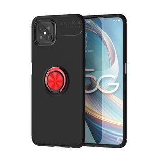 For OPPO A92s Lenuo Shockproof TPU Protective Case with Invisible Holder(Black Red)