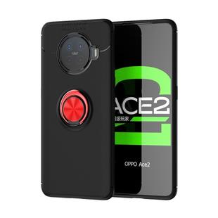 For OPPO Ace2 Lenuo Shockproof TPU Protective Case with Invisible Holder(Black Red)