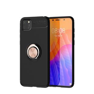For Huawei Y5P Lenuo Shockproof TPU Protective Case with Invisible Holder(Black Gold)