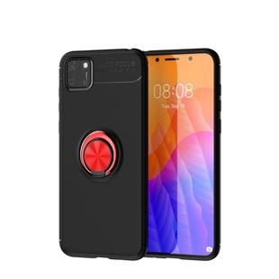 For Huawei Y5P Lenuo Shockproof TPU Protective Case with Invisible Holder(Black Red)