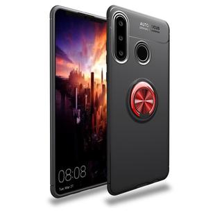 For Huawei Y6P Lenuo Shockproof TPU Protective Case with Invisible Holder(Black Red)