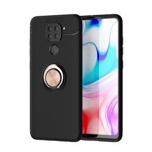 For Xiaomi Redmi Note 9 Lenuo Shockproof TPU Protective Case with Invisible Holder(Black Gold)