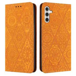 For Samsung Galaxy A05s Ethnic Embossed Adsorption Leather Phone Case(Yellow)