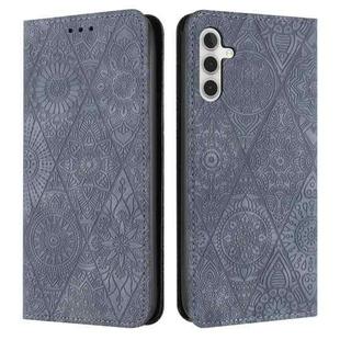 For Samsung Galaxy A05s Ethnic Embossed Adsorption Leather Phone Case(Grey)